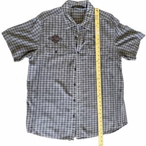 Harley-Davidson Men's Gray Plaid Button-Down - Classic "Motor Cycles" Patch- XL